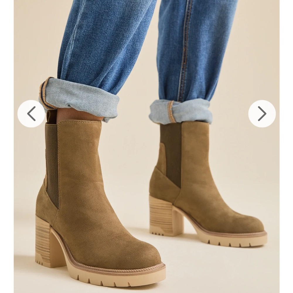 Altar’d StateLuciana Lug Bootie suede olive women 8